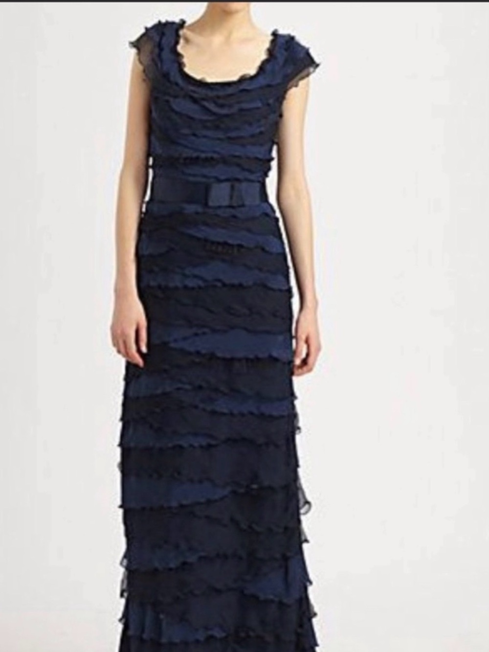 Tadashi Shoji Tiered Ruffle Gown Size 8 - Picture 3 of 8